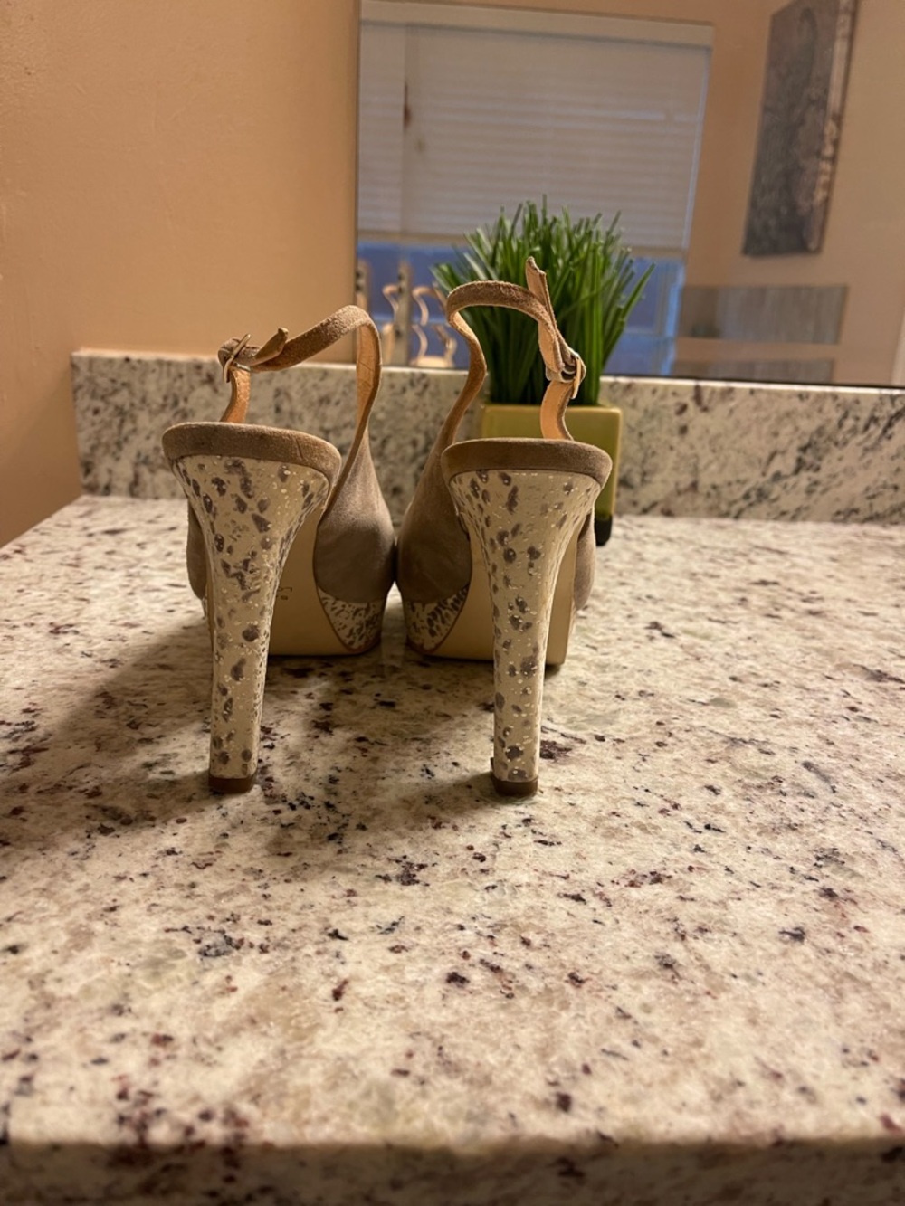 Sacha London Taupe Suede Slingback Platform Heels - Picture 4 of 9